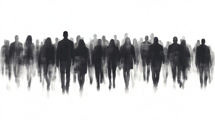 Naklejka premium Crowd of people walking, city background, anonymity, social concept illustration
