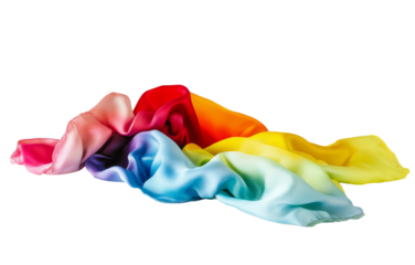 A rainbow flag silk cloth on a transparent background. Colorful fabric, LGBTQ concept, Pride month, gay pride, Love is love. Png