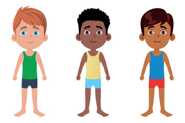 Boys of different races wearing underwear