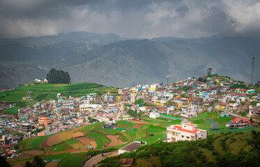 Beautiful shot of Poombarai village, Palani hills of Kodai Kanal Tamil Nadu, India