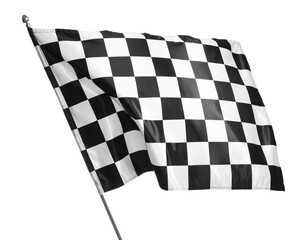 One racing checkered flag isolated on white