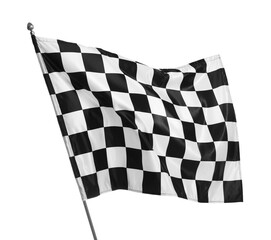 One racing checkered flag isolated on white