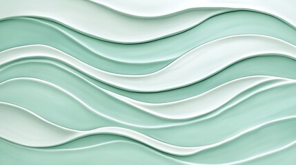 Obraz premium Abstract Green and White Wavy Pattern Design