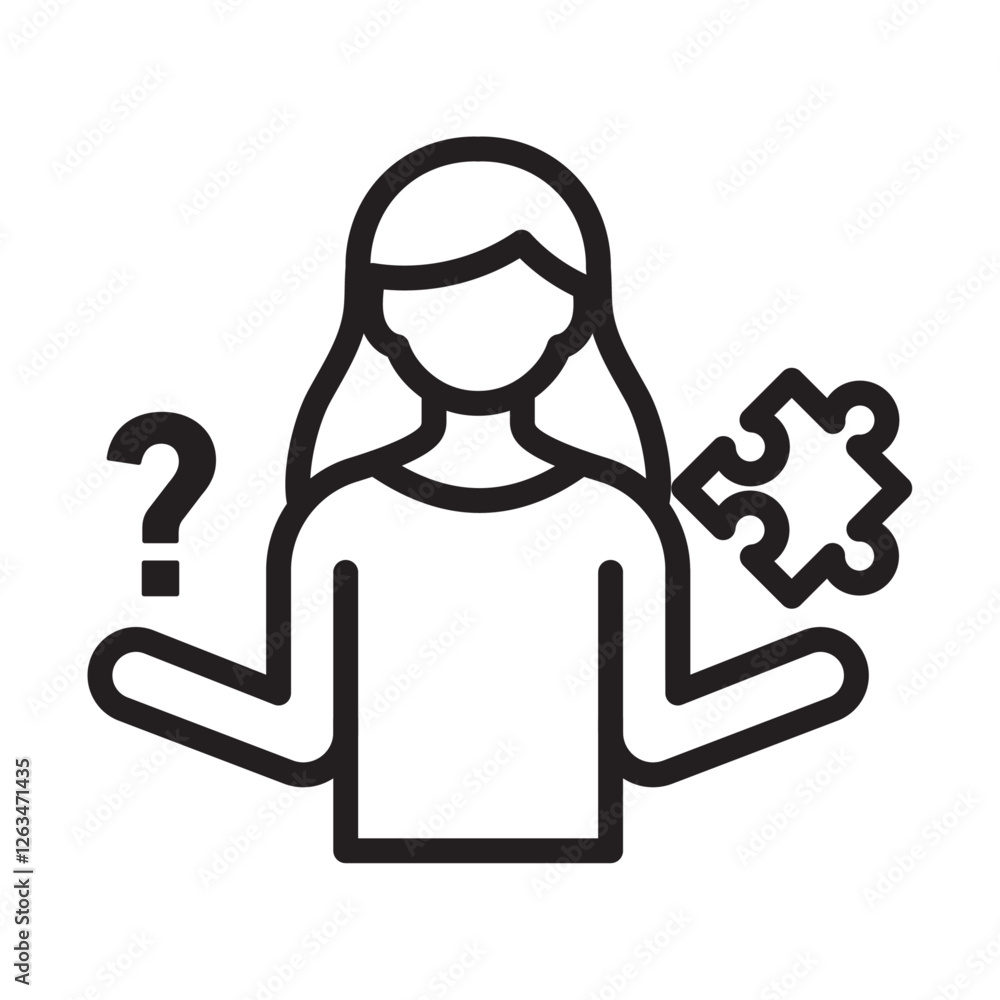 Poster problem solving skills icon thin line illustration