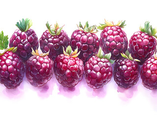 Composition of Assorted Berries and Fruits Arranged Artistically on a White Background Showcasing Vibrant Colors and Textures