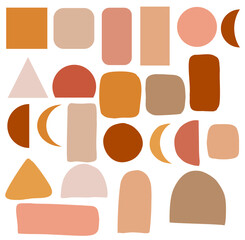 Set of leaf graphic shapes,ornamental patterns for using in invitation cards, ornaments, wedding invitations, etc. Handmade drawing with bohemian style. Vector illustration.