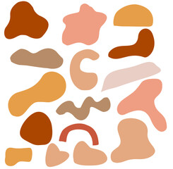 Set of leaf graphic shapes,ornamental patterns for using in invitation cards, ornaments, wedding invitations, etc. Handmade drawing with bohemian style. Vector illustration.