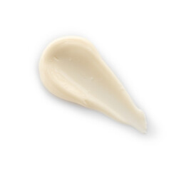 Sample of delicious mayonnaise isolated on white, top view