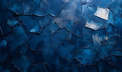 Fototapeta premium Abstract blue texture with thick paint strokes and varied shades for a rich deep effect