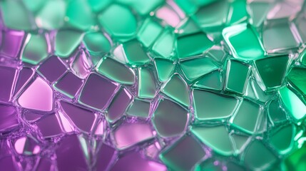 Shimmering Emerald and Violet Irregular Mosaic