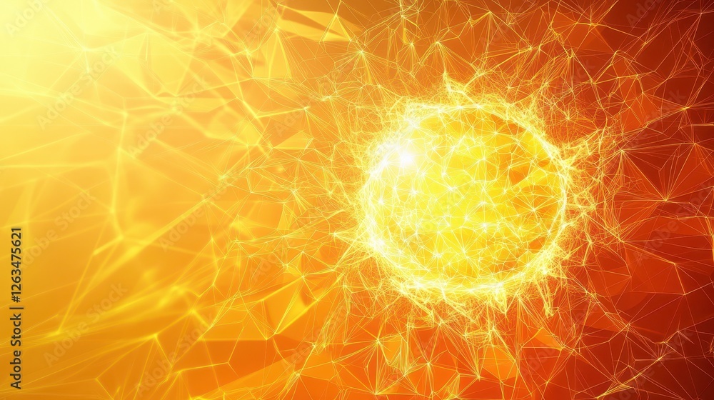 Poster abstract glowing sphere surrounded by network of connected lines