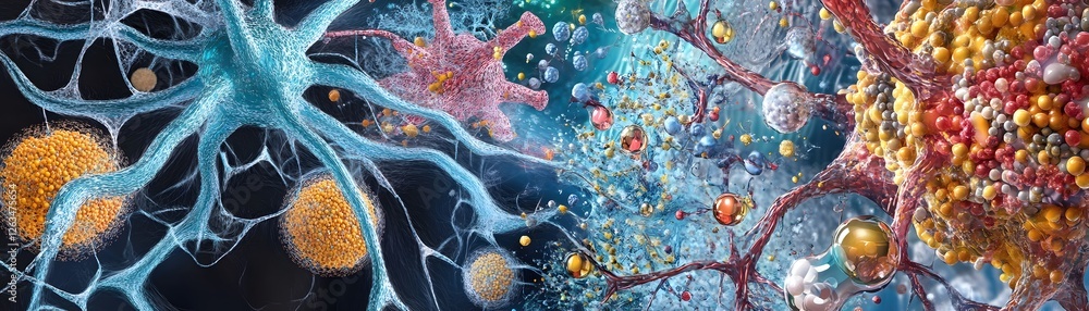 Poster an intricate visualization of neurons and synapses, showcasing the complex interactions within the n