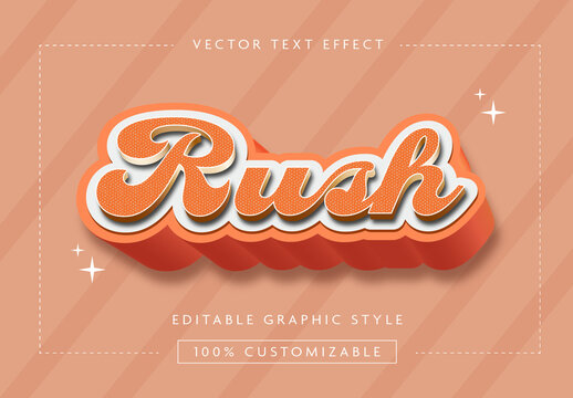 Orange And White Retro Font Comic Script Extruded Text Effect