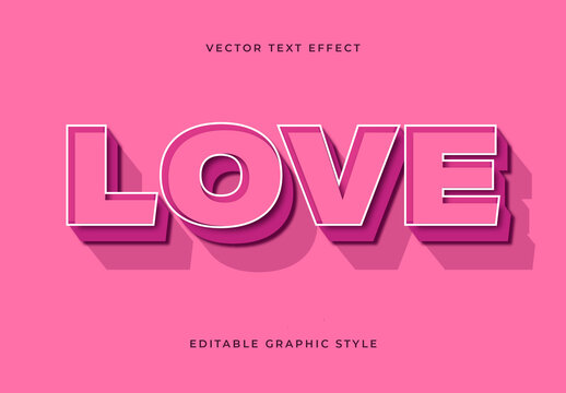 Pink And White Bold Love Font Romantic Drop Shadow 3D Text Effect