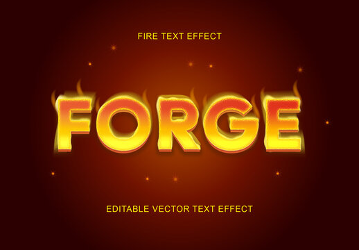 Gold And Orange Fire Text Forge Font. Burning 3D Text Effect
