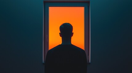 Lonely contemplation in a dark room personal reflection nighttime setting emotional viewpoint solitude concept