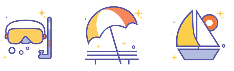 Travel and leisure weekend vacation summer vector art and illustration