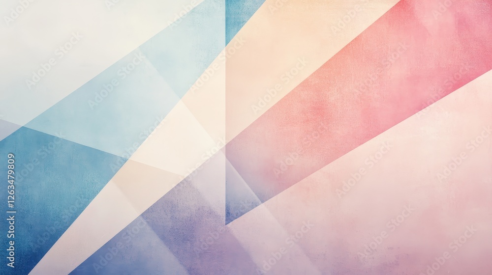 Poster abstract geometric design features overlapping shapes with textured watercolor effects