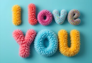 I love you plush text 4k background 