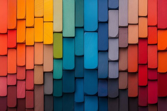 A vibrant color blocks in shades of red, blue, green, yellow, and purple. Generative AI