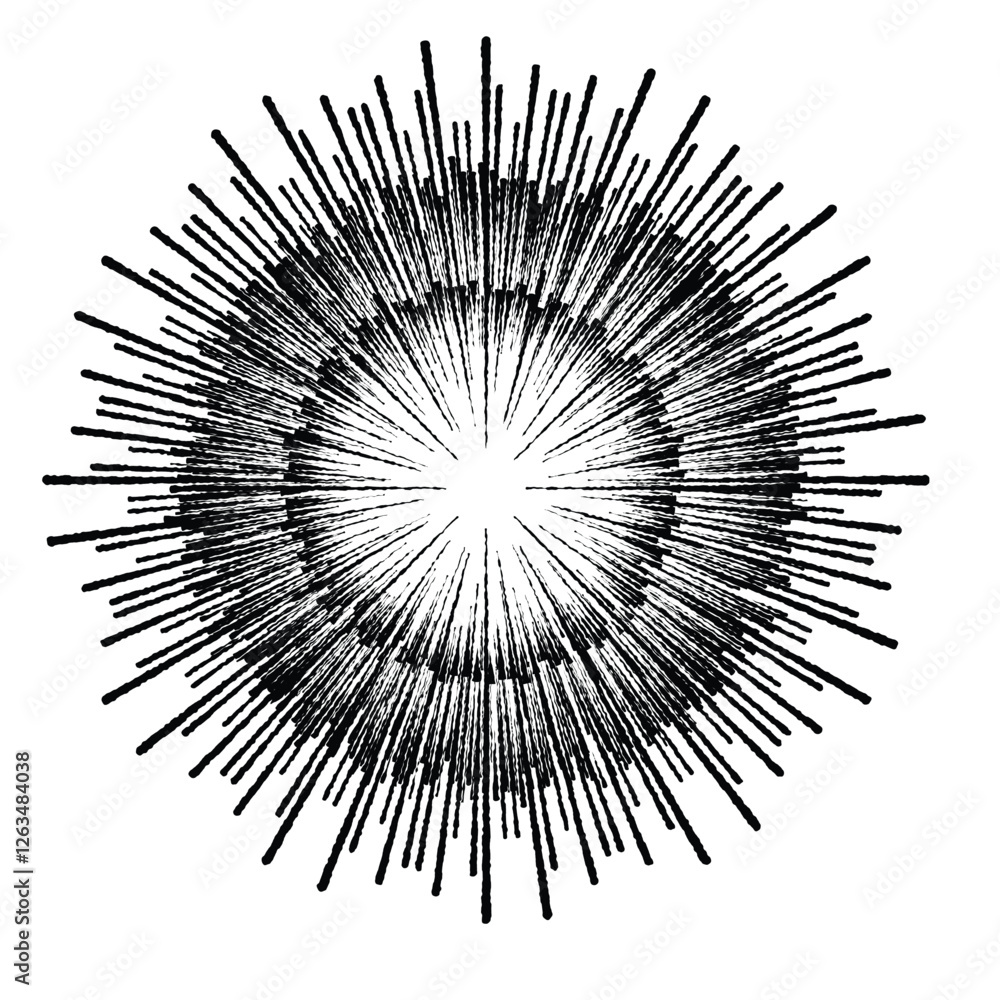 Poster radial speed lines in circle form form ray burst . fireworks explosion . vector light burst . starbu