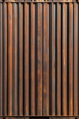 Rusty ribbed metal wall with streaks. Abstract aged texture for background use. Generative AI