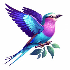 Obraz premium lilac breasted roller bird image on white background
