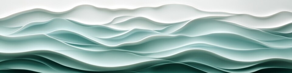 Fototapeta premium Seamless Pastel Lavender To Seafoam Green Gradient., 3D Low Profile Wave Style, Delicate Background