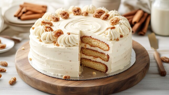 Indulge in the vibrant flavors of Valencia with a delectable horchata cake. Its creamy frosting swirls like a dream, while fartons add a delightful crunch.