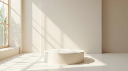 Fototapeta premium 3D Render of Round Product Podium Set on Neutral Background