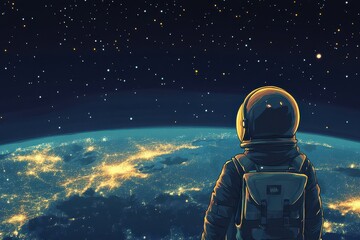 An astronaut gazes at earth from the vastness of space