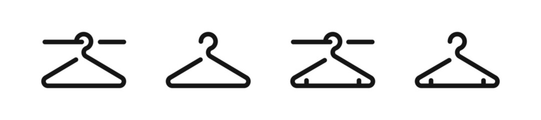 Сlothes hanger silhouettes. Hanger icons. Coat Hanger symbols