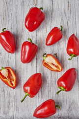 red pepper on a white wooden table