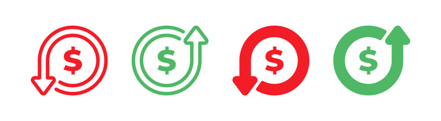 Money icoons. Finance currency. Currency icons. Convert money, transfer cash, financial exchange. Growth dollar.