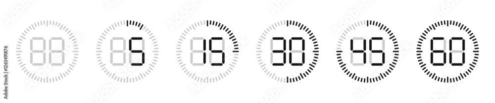 Poster digital clock vector illustration. digital clock number set. electronic figures. digital clock secon