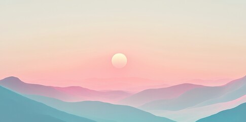 Soft sun over rolling hills creates dreamy landscape view