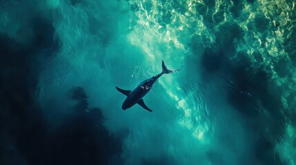 Obraz premium Hammerhead Shark Gliding Through Turquoise Waters.