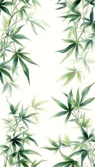 Naklejka premium Watercolor botanical leaves, vertical pattern, nature background, design element