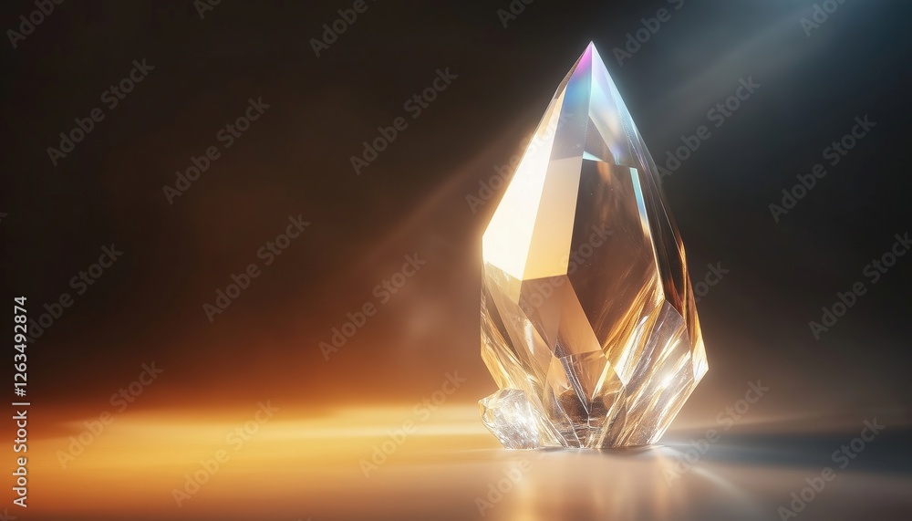 Poster abstract crystal: modern ful wallpaper featuring macro close-up of faceted glass with spectrum light