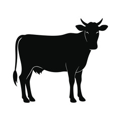 black silhouette of a cow