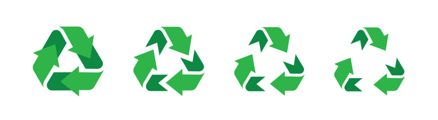 Recycle symbols. Recycling arrow icons. Reusing symbols