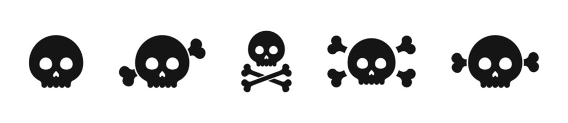 Skull and crossbones. Skull vector icons. Human skull with crossbones.