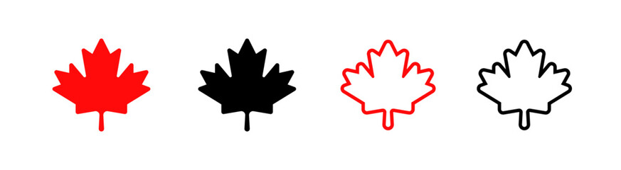 Maple leaf vector icons. Maple leaves set. Canadian leaf icon. Canada flag maple leaf icon vector. Maple leaf silhouettes. Canada flag