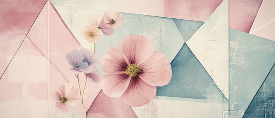 Geometric Patterns with Blossoms in Soft Pastel Hues