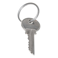 Silver metal key in PNG isolated on transparent background