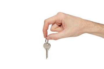 Key in hand in PNG isolated on transparent background