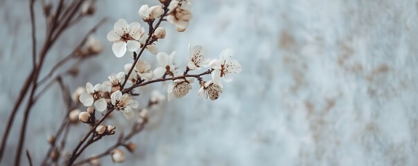 Banner with spring flowers and copy space. Nature background