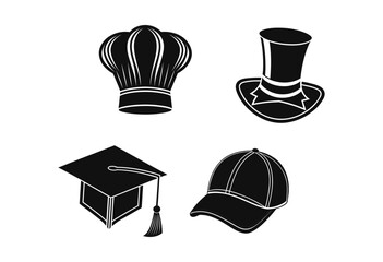 black and white hat silhouette design on a white background