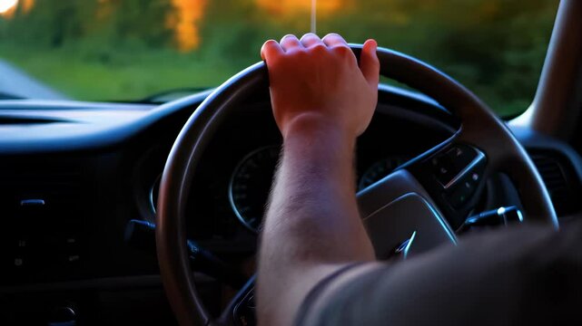 ior, automobile, movement, hold, drive, dusk, evening, horizon, scenery, perspective, interior,