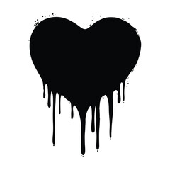Dripping heart with ink splashes